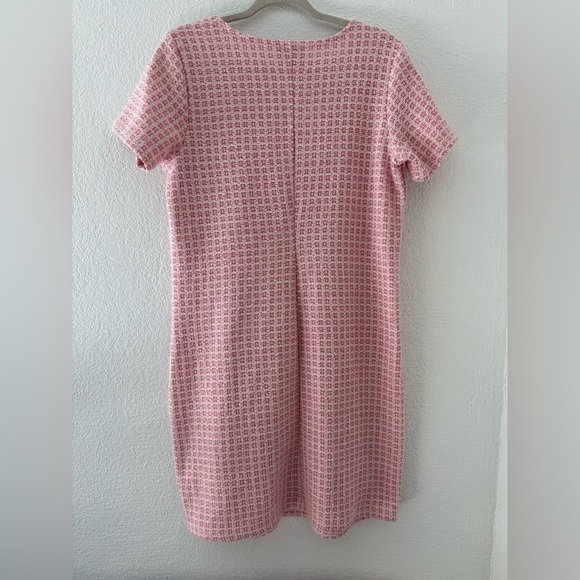 Isaac Mizrahi Pink Sheath Dress Short Sleeve Crew Neck Texture Size  L - Picture 7 of 8
